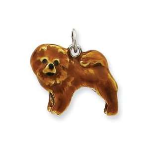  Sterling Silver Enameled Chow Dog Charm Jewelry