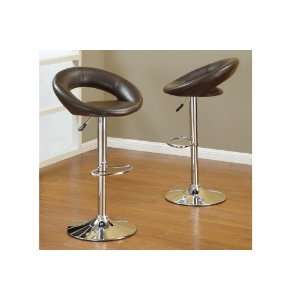   Metal Bar Stool with Dark Brown Leatherette Seat