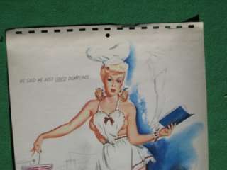   PINUP GIRL CALENDAR ART NOVEMBER 1949 SKETCHBOOK BLONDE COOKING  