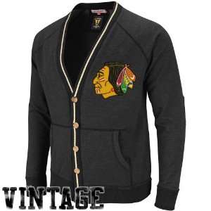 Mitchell & Ness Chicago Blackhawks Linesmen Cardigan Sweater   Black