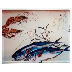 Fish and Shrimp Glass Sushi Plate by Susan Rothschild  