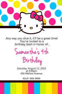 Personalized HELLO KITTY Birthday Invitations  U Print 24 HR Service 