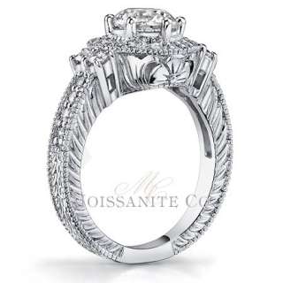 6mm Round Moissanite Antique Halo Engagement Ring  