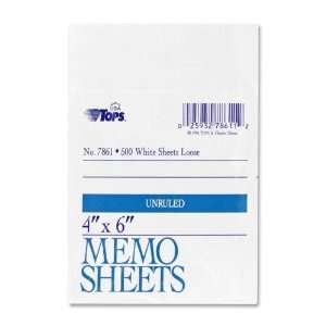  Tops Business Forms TOP7861 Memo Sheet  4in.x6in.  500 Sh 