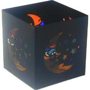 Square Celestial (Moon and Star) Black Tealight Candle Holder   3 x 3 