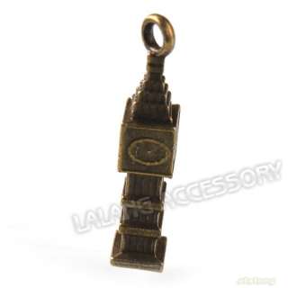 30 Antique Bronze Charms Bell Tower Alloy Pendants Fit Necklace 