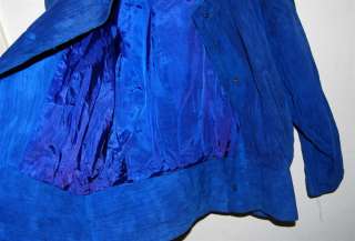 Greg Adams Blue Suede Leather Womans Jacket Sz Medium  