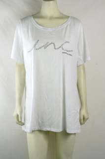 INC NEW Plus Sz 3X/22W/24W White Silver Studded Graphic Tee/T Shirt 