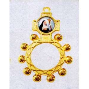  Finger Ring Rosary   St. Rita with Gold Tone   MADE IN 
