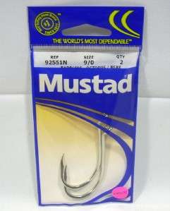 Package of 2 Mustad Size 9/0 Barbless Sturgeon Fishing Hooks  
