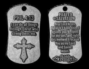   13 Shield of Strength Dog Tag. Great Stocking Stuffer.Christian Bible