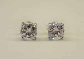 6mm Round Clear CZ .925 Sterling Silver Stud Earrings  