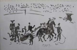 ORIGINAL, VERY SPECIAL BULLFIGHT DRAWING, SIGNED PICASSO !  