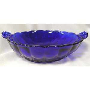 Cobalt Blue Nicole Pattern Bowl w/Handles GLASS 