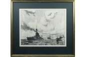World War II Naval Battleship Maritime Sketch Print  