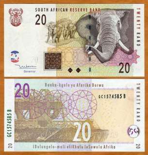 South Africa, 20 rand, ND (2005), P 129, UNC  Elephant  