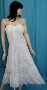 ZN518 WHITE/DRESS RUFFLED STRAPLESS ADJUSTABLE M L XL  