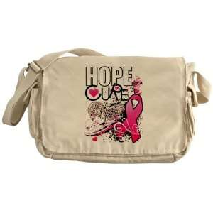  Khaki Messenger Bag Cancer Hope for a Cure   Pink Ribbon 