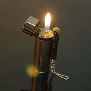   Torch Flame Metal EDC Flint Butane Lighter With Keychain Grey  