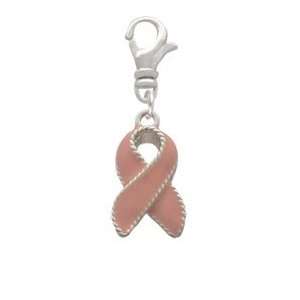  Pink Ribbon with Stitching Clip On Charm: Arts, Crafts 