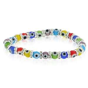   Evil Eye Multicolor Beads CZ Stretchable Bracelet: TrendToGo: Jewelry