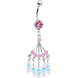  Pink Gem Natasha Chandelier Belly Ring: Jewelry
