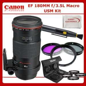  Canon EF 180mm f/3.5L MACRO USM Lens Kit Includes: Canon 