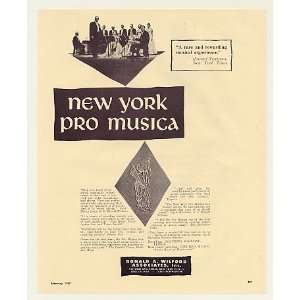 1957 New York Pro Musica Band Booking Print Ad (Music Memorabilia 