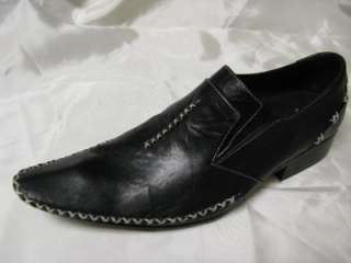 FIESSO~NEW~BLACK LEATHER~ WITH WHITE STITCHING~SHOES  