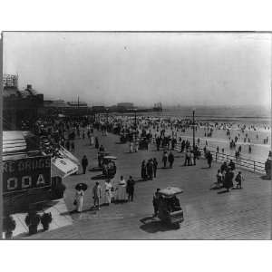   ,bathers,Atlantic City,New Jersey,NJ,c1915,carts?,people,storefronts