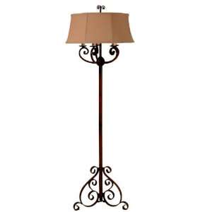  73 Brick Red and Dark Gray Wash Scrolled Floor Lamp