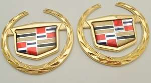 Cadillac WREATH & CREST Emblems! 24K Gold Plated! SET!  