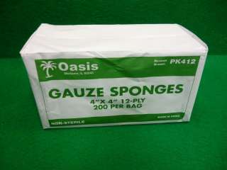200 SURGICAL GAUZE PAD SPONGES 4x4 12 PLY NON STERILE LATEX FREE 