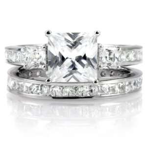  Caras Engagement Ring Set   Princess Cut CZ: Everything 