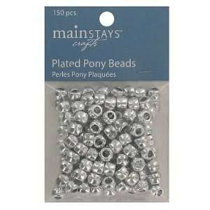  3 Packs of 150 Silver Plated Pony Beads: Home & Kitchen