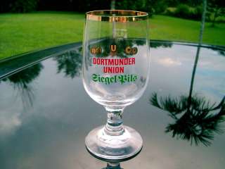 DORTMUNDER UNION 0,2L GOLD TRIM STEMMED GLASS GERMANY  