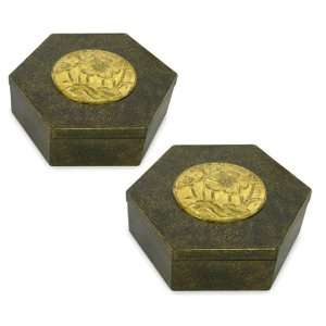  Wood boxes, Black Lotus (pair)