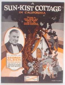 1924 A SUN KIST COTTAGE IN CALIFORNIA Sheet Music  