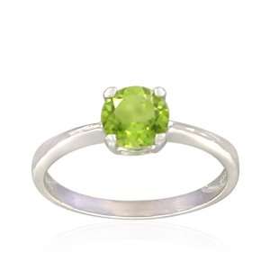  Sterling Silver Round Shaped Peridot Ring, Size 6 Jewelry