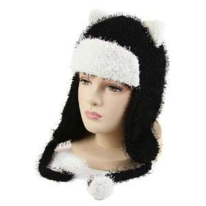  Ladies Winter Fleece Trapper Pompom Hat Charcoal Black 