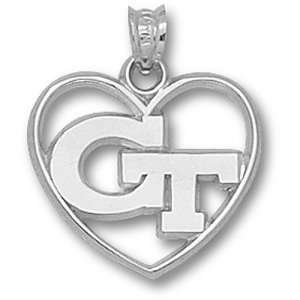  Georgia Tech New GT Heart Pendant (Silver): Sports 