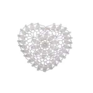   Crocheted Heart Shaped Coaster Favor(Set of 4),White