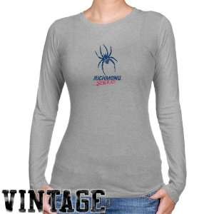 Richmond Spiders Ladies Ash Distressed Logo Vintage Long Sleeve Slim 