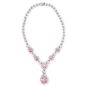 Diamond Pink Sapphire Platinum Plated Festive Necklace (Nice 