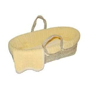    Tadpoles Classics Gingham Yellow   Cable Knit Moses Basket: Baby