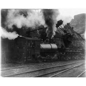    Dinkey engine and steam shovel,c1914,railroad,steam