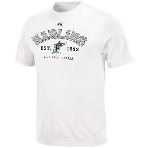   Majestic Florida Marlins White Base Stealer T shirt