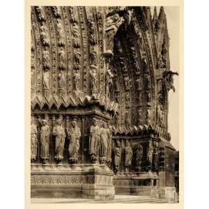  1927 Rheims Reims Cathedral Facade Sculptures France 