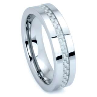   Carbide 6mm Wedding Band with White Carbon Fiber Inlay   Ivory II