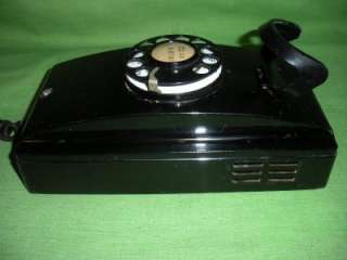 Vtg Black Rotary Dial Wall Telephone Western Electric F1 Handset 